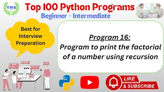 Python Program 016 Factorial Using Recursion in Python Recursive Function Example