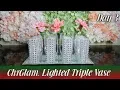 Dollar Tree DIY Christmas Gift Idea Glam Lighted Triple Vase