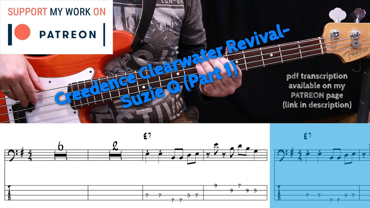 Creedence Clearwater Revival - Suzie Q (Bass cover with tabs)