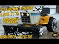 Plowing Snow with Vintage Cub Cadet Garden Tractors - 1979 1450 and 1988 1872