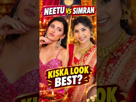 Neetu Bisht 🆚 Social Simran |  Karwachauth Look 😍 #Shorts #neetu