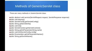 Java Servlet Interface GenericServlet class HttpServlet class Servlet Life Cycle - 05