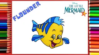 How to Draw Flounder Easy The Little Mermaid