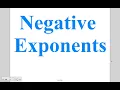 Algebra - Lesson 8-3 Negative Exponents