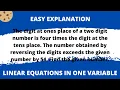 Word problem Type 2 Two digit number application linear equation in one variable