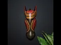 Hand Carved Wood Zebra Mask with Hand Drawing Ethnic Boho Wall Decor
