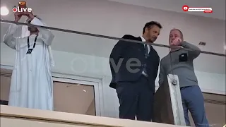 ممدوح عيد ومالك نادي بيراميدز في مقصورة ملعب آل نهيان قبل انطلاق مواجهة الزمالك في السوبر 