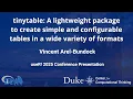 tinytable A lightweight package to create simple and configurable tables -