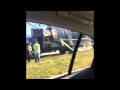 Light Pole Some How Goes THROUGH UPS Truck I-35 Austin Texas