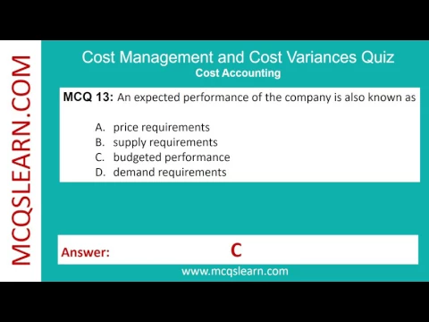 Download MP3 Cost Management and Cost Variances Quiz Answers PDF - Cost Accounting MCQs Questions - App & eBook