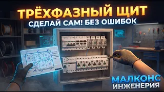 Как собрать ТРЕХФАЗНЫЙ ЩИТ? Всё от А до Я (Проектирование и монтаж). Видеоурок в анимации.