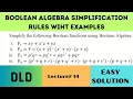 Lecture 14 Boolean Algebra Simplification Rules with Examples Boolean Expressions Simplification