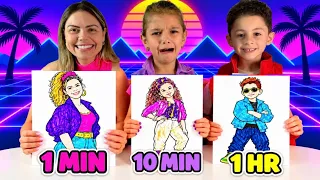 PINTAMOS NOSSAS FOTOS DOS ANOS 80 EM 1 MIN, 10 MIN E 1 HORA! 🎨⏱️