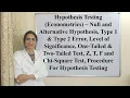 Hypothesis Testing Econometrics - Null Alternative Significance One Two-Tailed Z T F X1