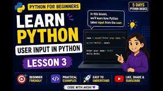 Python User Input int float Lesson 3 Python for Beginners