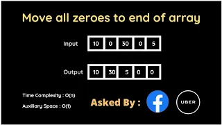 Move Zeros to end of array Facebook Coding Interview Question The Coding Bytes