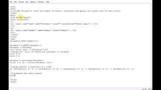 PHP Program To count the number of Vowels Consonants and spaces in a given statement
