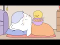 ASMR animation duckling nurses the cat