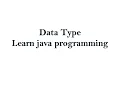 Data Type in Java using Eclipse IDE