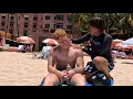 ASMR Beach Massage American man experiences deep tissue relaxation in Waikiki Hawaii