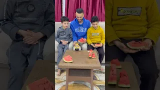 أقوى تحدي البطيخ مع اولادي 