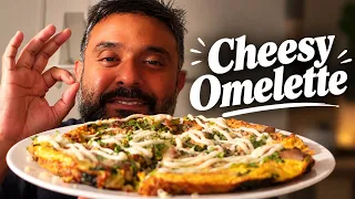 Cheesy Spinach & Mushroom Omelette | Easy Indian Breakfast