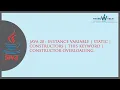 Java 20 Instance Variable Static Constructors this keyword Constructor Overloading