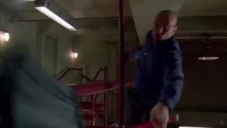 Walter White Heisenberg falls in the meth lab