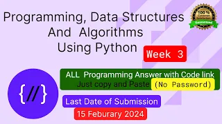 NPTEL Programming Data Structures and Algorithm Using Python week 3 programming Ans with code link