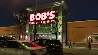 Bobs discount furniture grand opening tour Former bed bath and beyond Somerville Massachusetts