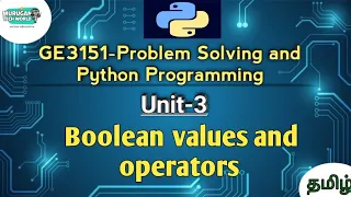 Boolean values and operators in Problem Solving and Python Programming tamil GE3151 Python PSPP