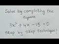 Solve by completing the square Step by Step Technique