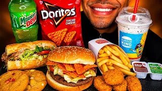 ASMR BURGER KING VS SUBWAY CHALLENGE WHOPPER CHEESEBURGER NUGGETS JERRY MUKBANG EATING SOUND COMMERC