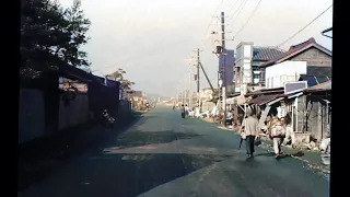 Drive through Tokyo outskirts 1948 Full Color conversion with Sound Post WW2 aftermath
