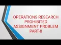 Assignment problem Assignment problem Hungarian method Special case Part-8