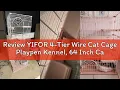 Review YIFOR 4-Tier Wire Cat Cage Playpen Kennel 64 Inch Cat Catios Large Space for 1-3 Cats Pink