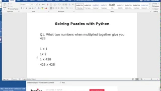 Solving Puzzles with Python - Python and the Two Numbers