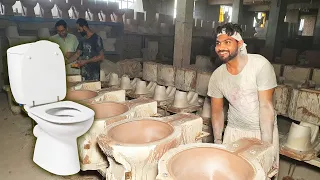 عملية تصنيع كرسي المرحاض من السيراميك في المصنع   كيف يصنع مقعد الحمام    دندنها