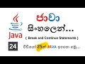 Break and Continue Statements - Java Sinhala Tutorials