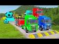Download Lagu Double Flatbed Trailer Truck vs Speedbumps Train vs Cars | Tractor vs Train Beamng.Drive 076