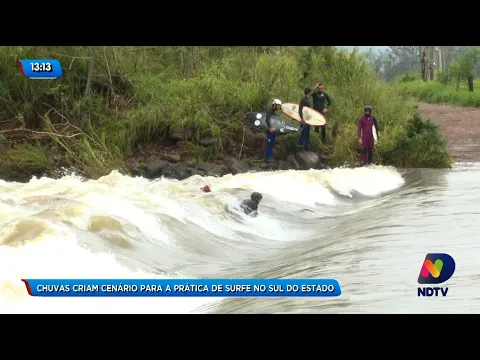 Chuvas criam cenário para a prática de surfe no Sul de Santa Catarina