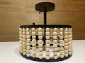 Assembly of Wood Beaded Chandelier