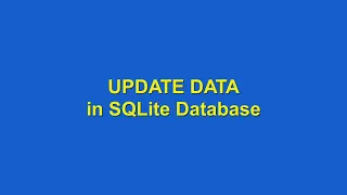 How to use UPDATE using SQLite