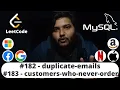 Leetcode Duplicate Emails and Customers who never order Problem SQL Ashutosh Kumar