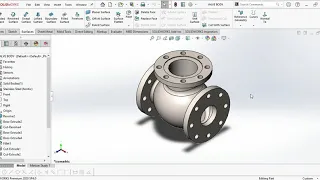 how to convert surface to solid valve design in SolidWorks