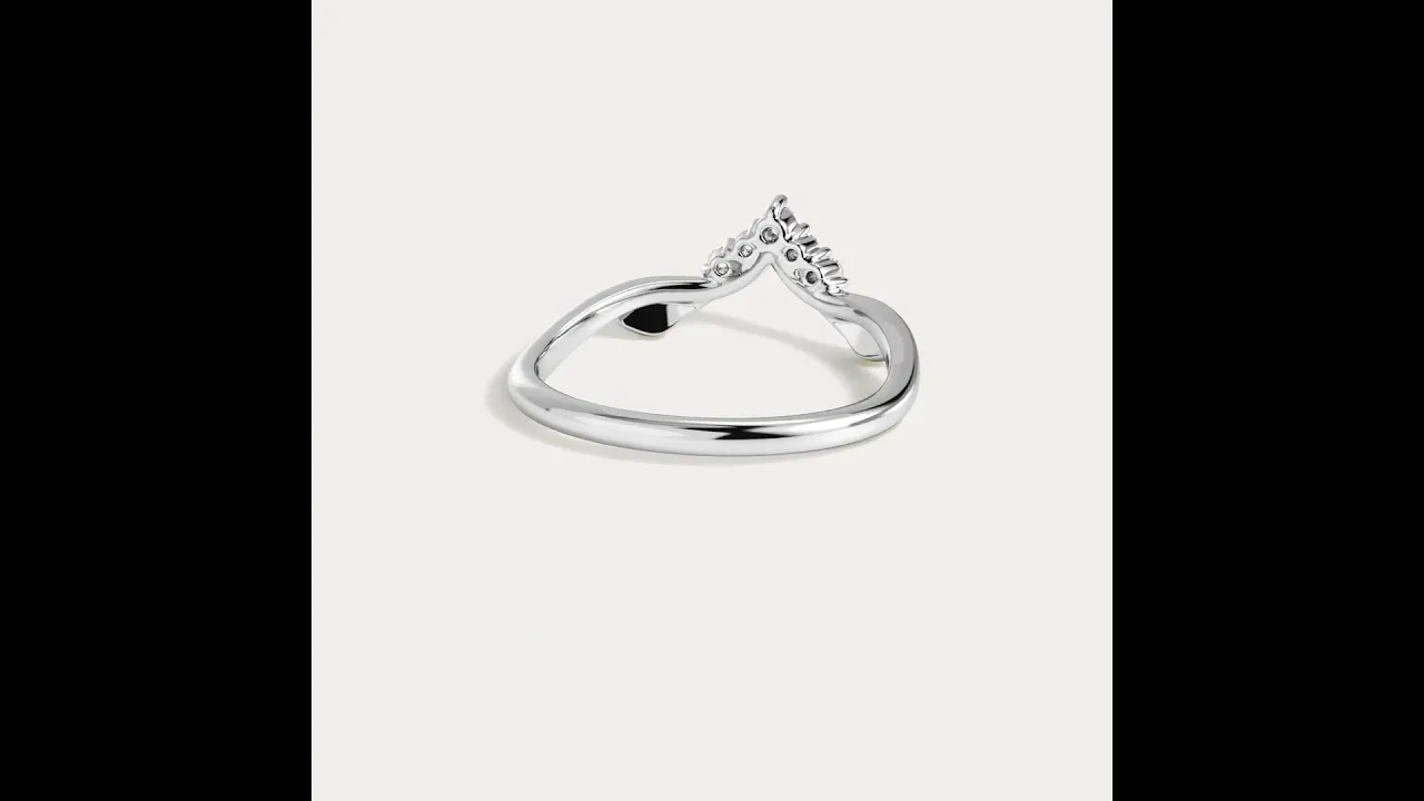 Sculpted Leaf Chevron Five-Stone Lab Diamond Wedding Band