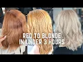 Hair transformation red to blonde in under 3 hours - color correction tutorial