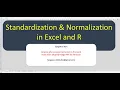 904 Standardization and Normalization in Excel and R