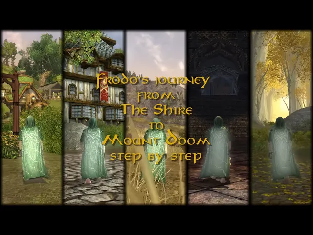 Frodo walks from the Shire to Mordor