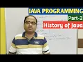 JAVA PROGRAMMING Part-2 History of Java